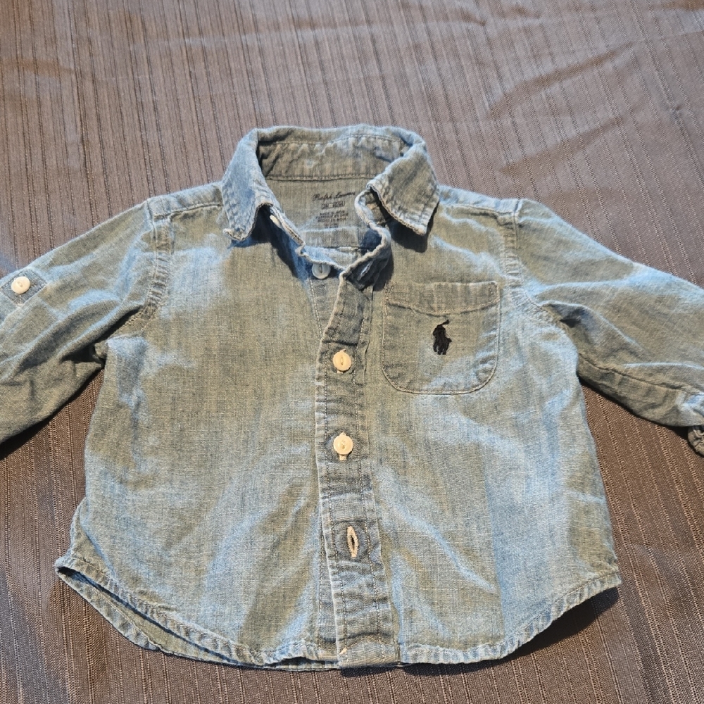 Kids Denim Shirt with Embroidered Logo